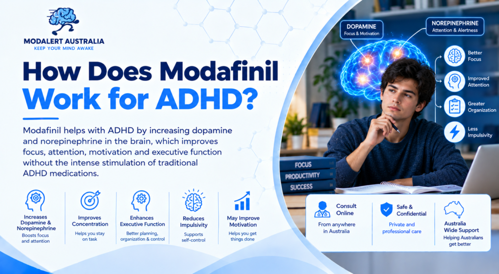 How does Modafinil work for ADHD?