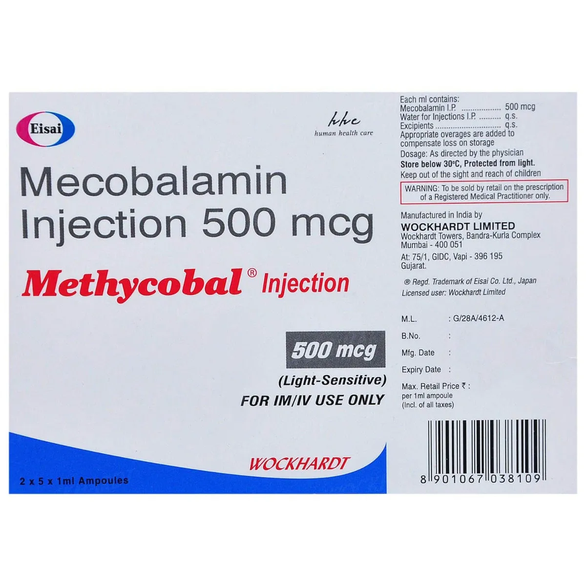 Methycobal 500mcg Injection Methycobal 500mcg Injection